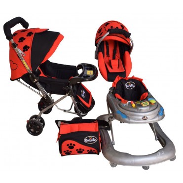 سرویس 4 تکه کالسکه نوزاد شادی-Shadi مدل ببتو قرمز مشکی
