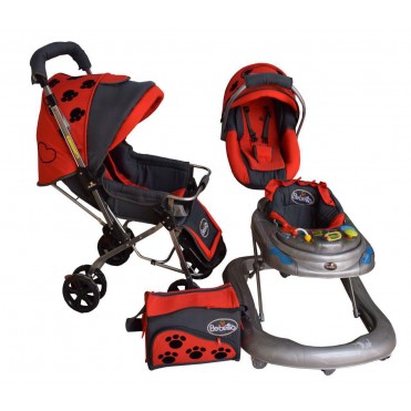 سرویس 4 تکه کالسکه نوزاد شادی-Shadi مدل ببتو قرمز طوسی