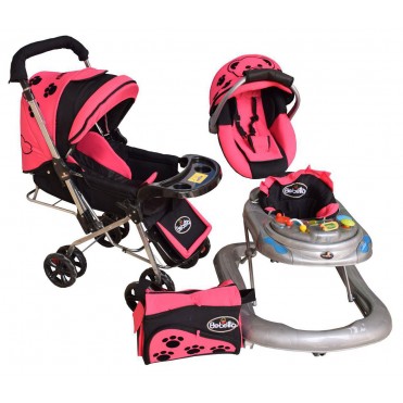 سرویس 4 تکه کالسکه نوزاد شادی-Shadi مدل ببتو صورتی مشکی