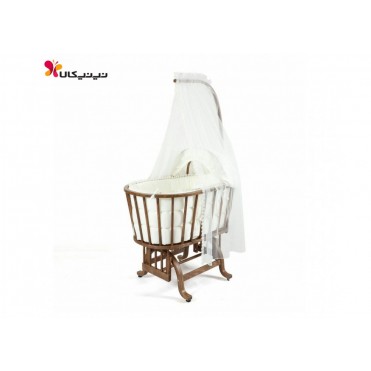 گهواره چوبی نوزاد ایرانی آمیسا مدل مایسا رنگ قهوه ای
