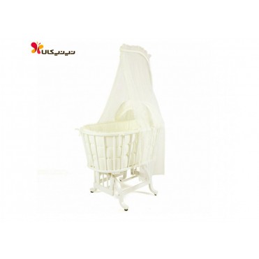 گهواره چوبی نوزاد ایرانی آمیسا مدل مایسا رنگ شیری
