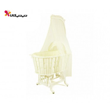 گهواره چوبی نوزاد ایرانی آمیسا مدل مایسا رنگ کرمی