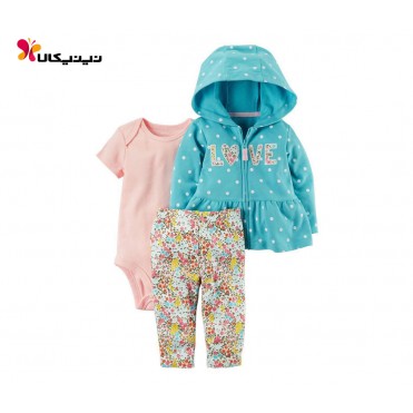 ست سه تکه بادی شلوار سویشرت دخترانه کارترز-Carter's مدل 60466