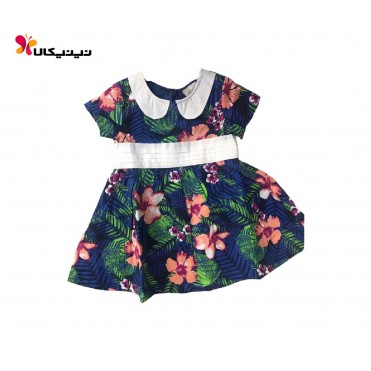 سارافون نوزادی طرح گل سرمه ای سوییت کیدز-SweetKids