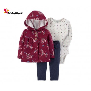 ست سه تکه بادی شلوار سویشرت دخترانه کارترز-Carter's مدل 6079