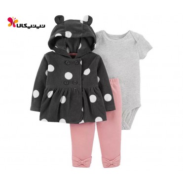 ست سه تکه بادی شلوار سویشرت دخترانه کارترز-Carter's مدل 6080