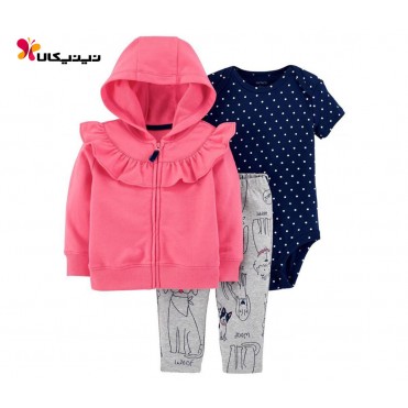 ست سه تکه بادی شلوار سویشرت دخترانه کارترز-Carter's مدل 6072