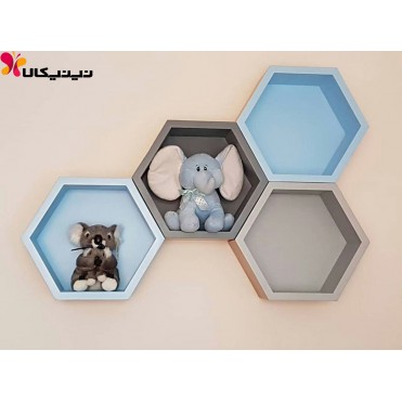 شلف و جاعروسکی اتاق کودک آمیسا مدل شش ضلعی