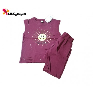 تاپ و شلوارک کودک جانگ شانگ رنگ زرشکی