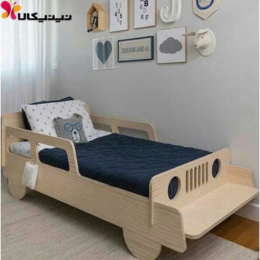تخت چوبی کودک آمیسا مدل ماشین جیپ