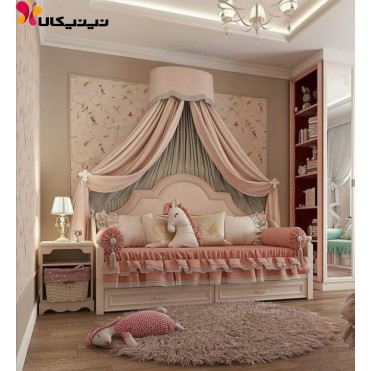 تخت چوبی کودک و نوجوان آمیسا مدل السا