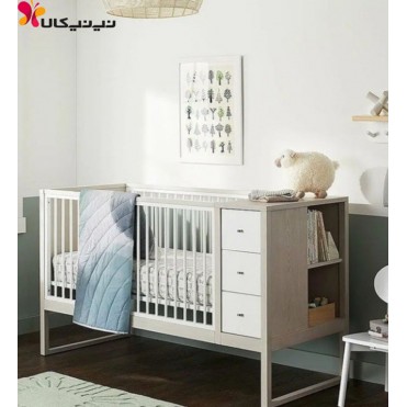 تخت خواب نوزاد آمیسا چوب مدل رومینا