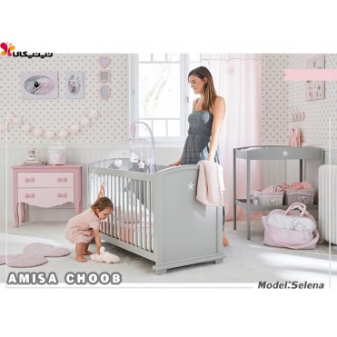 تخت و میز تعویض نوزاد آمیسا مدل سلنا