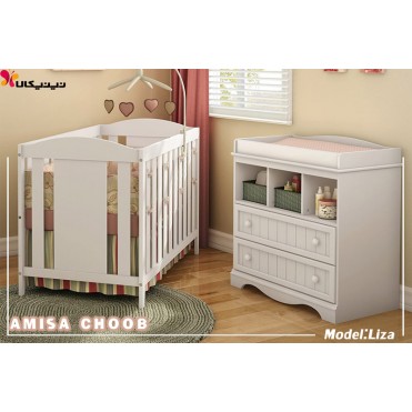 تخت و میز تعویض پوشک نوزاد آمیسا مدل لیزا