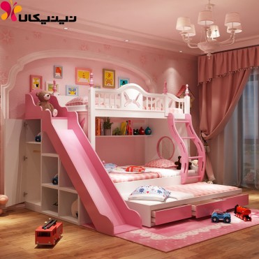 تخت خواب دو طبقه دخترانه کودک و نوجوان آمیسا مدل آرامیس