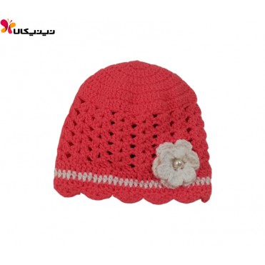 کلاه بافتنی نوزاد دخترانه مدل گل
