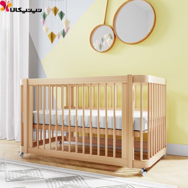 تخت چوبی نوزاد آمیساچوب مدل ایساتیس رنگ چوب