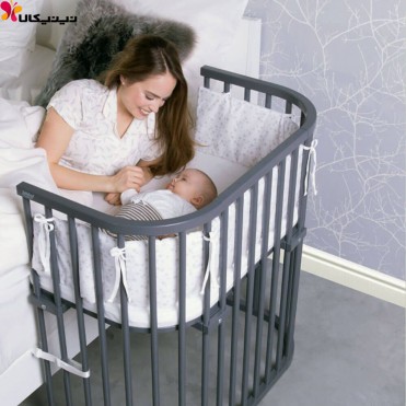 تخت نوزاد کنار مادر آمیساچوب مدل میشا رنگ طوسی