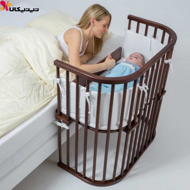 تخت نوزاد کنار مادر آمیساچوب مدل میشا رنگ قهوه ای