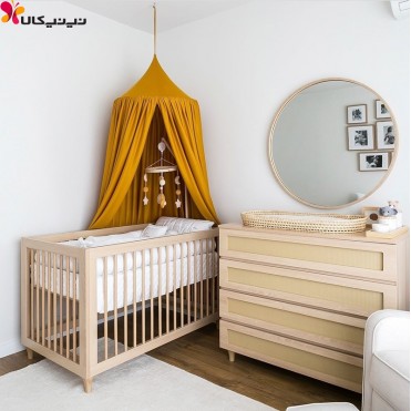 تخت و دراور چوبی نوزاد آمیساچوب مدل نیو آلبا