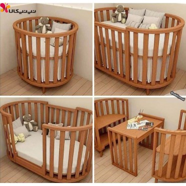 تخت چوبی نوزاد و کنار مادر آمیساچوب مدل پاتریکا