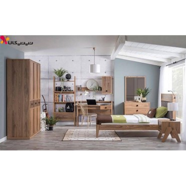 سرویس خواب تمام چوب نوجوان آمیساچوب مدل تیگارد