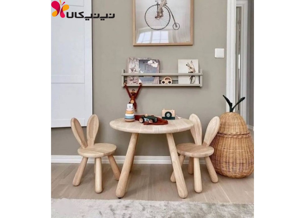 میز و صندلی چوبی کودک آمیسا مدل حیوانات