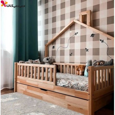 تخت خواب کودک کلبه ای دیواری آمیسا مدل بی بی هاوس