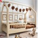تخت کلبه ای کودک چوبی پایه دار آمیساچوب مدل بی بی هاوس