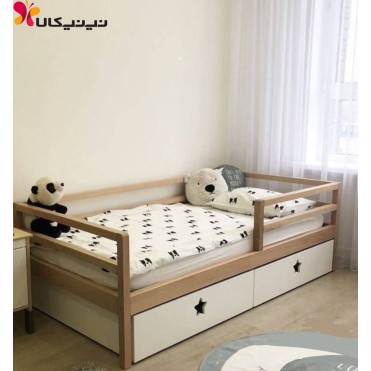 تخت خواب چوبی نوزاد نوجوان آمیساچوب مدل آویتا