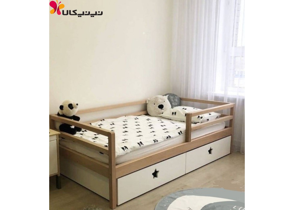 تخت خواب چوبی نوزاد نوجوان آمیساچوب مدل آویتا