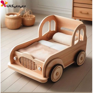 تخت چوبی نوزاد آمیسا مدل ماشین