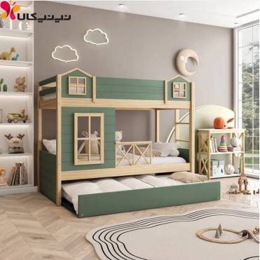 تخت خواب دو طبقه کودک و نوجوان آمیساچوب مدل آتیسا