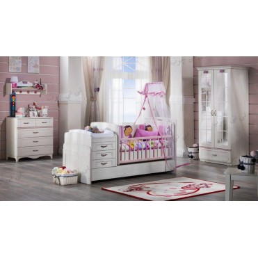 سرویس تخت و کمد نوزاد نوجوان مدل پینک