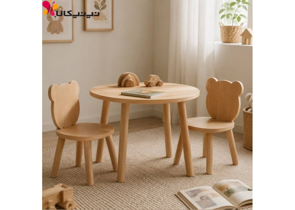 میز و صندلی چوبی کودک آمیسا مدل تدی میز و صندلی چوبی کودک آمیسا مدل تدی