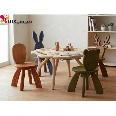 میز و صندلی کودک آمیسا مدل جنگل حیوانات