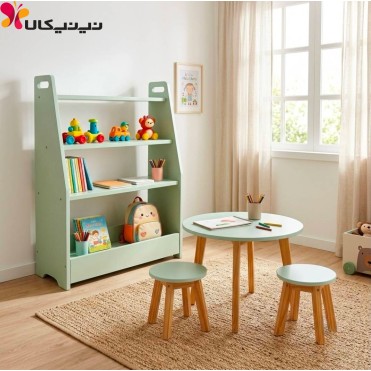 میز و صندلی و کتابخانه مونته سوری کودک آمیسا مدل کایلا 
