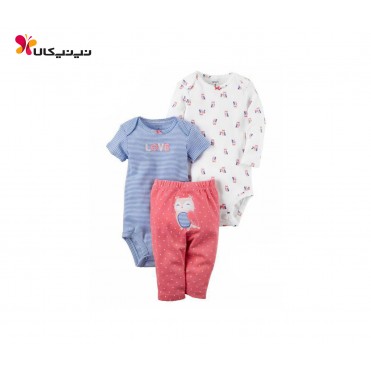 ست سه تکه بادی و شلوار کودک کارترز-Carter's مدل جغد