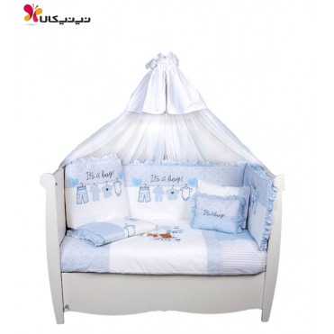 سرویس خواب 9 تیکه نوزاد و نوجوان  بند رخت آبی برند مامی شاپ-momishop