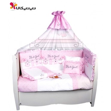 سرویس خواب 9 تیکه نوزاد و نوجوان  بند رخت صورتی برند مام شاپ-momshop