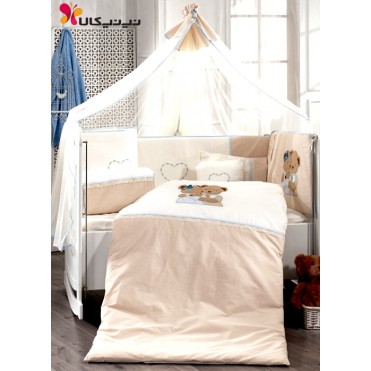 سرویس خواب 9 تیکه نوزاد و نوجوان  خرس و بچه آبی  برند مام شاپ-momshop
