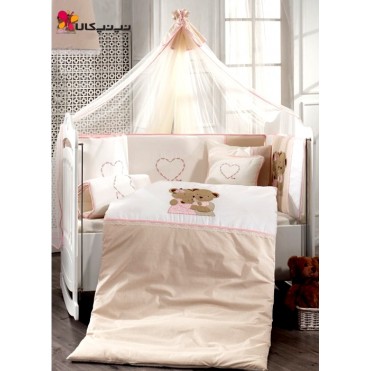 سرویس خواب 9 تیکه نوزاد و نوجوان  خرس و بچه صورتی  برند مام شاپ-momshop