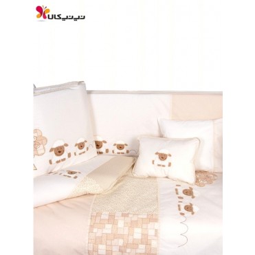 سرویس خواب 9 تیکه نوزاد و نوجوان گوسفند کرم  برند مام شاپ-momshop