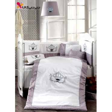 سرویس خواب 9 تیکه نوزاد و نوجوان طوسی تاج برند مام شاپ-momshop