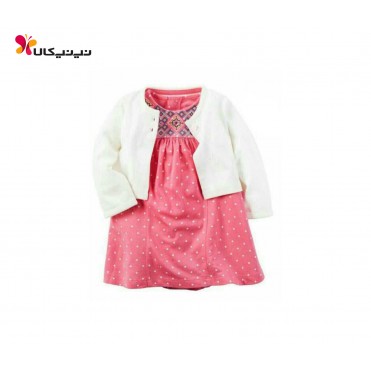 کت و سارافون کارترز-Carter's مدل صورتی سفید خال دار