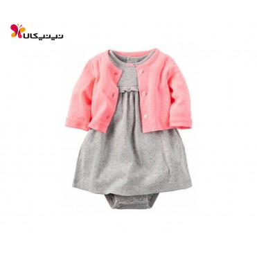 کت و سارافون کارترز-Carter's مدل طوسی صورتی خال دار