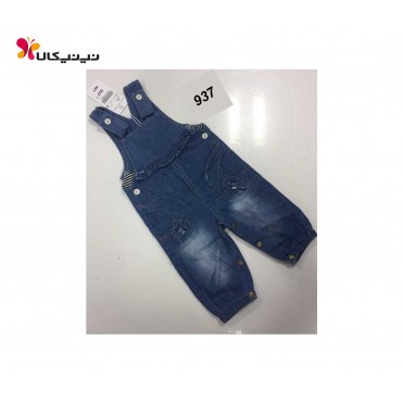 شلوار پیش بندی جین پاپیون دار دخترانه برث بی بی-Birth Baby مدل 937